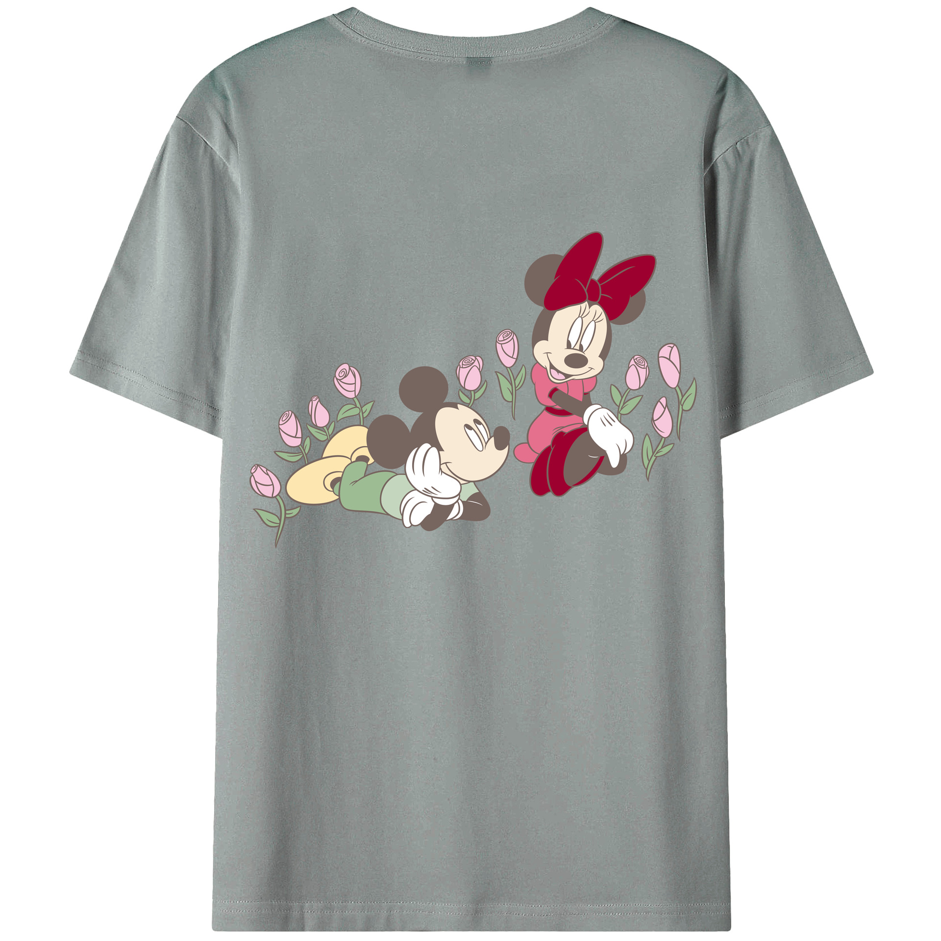 ミッキーマウス Mickey Mouse 綿100％ メンズ半袖Tシャツ（バックプリント） 通気性